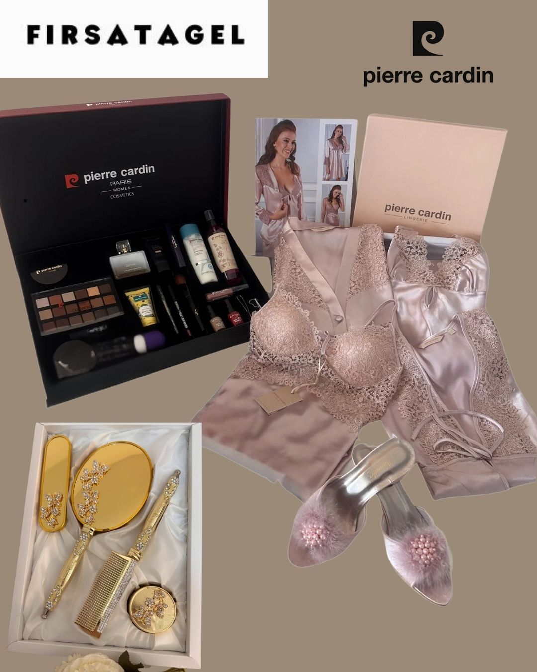 Pierre Cardin Çeyiz Seti , Gelin Bohçası, Gelin Aynası , Gelin Gecelik Seti
