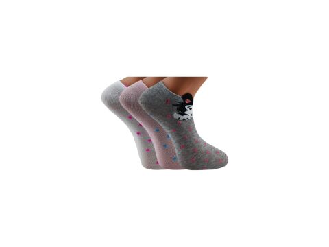XGRİ POLO (B-6-5) 3'lü Bayan Penye Üç Boyutlu Sneaker 12'li
