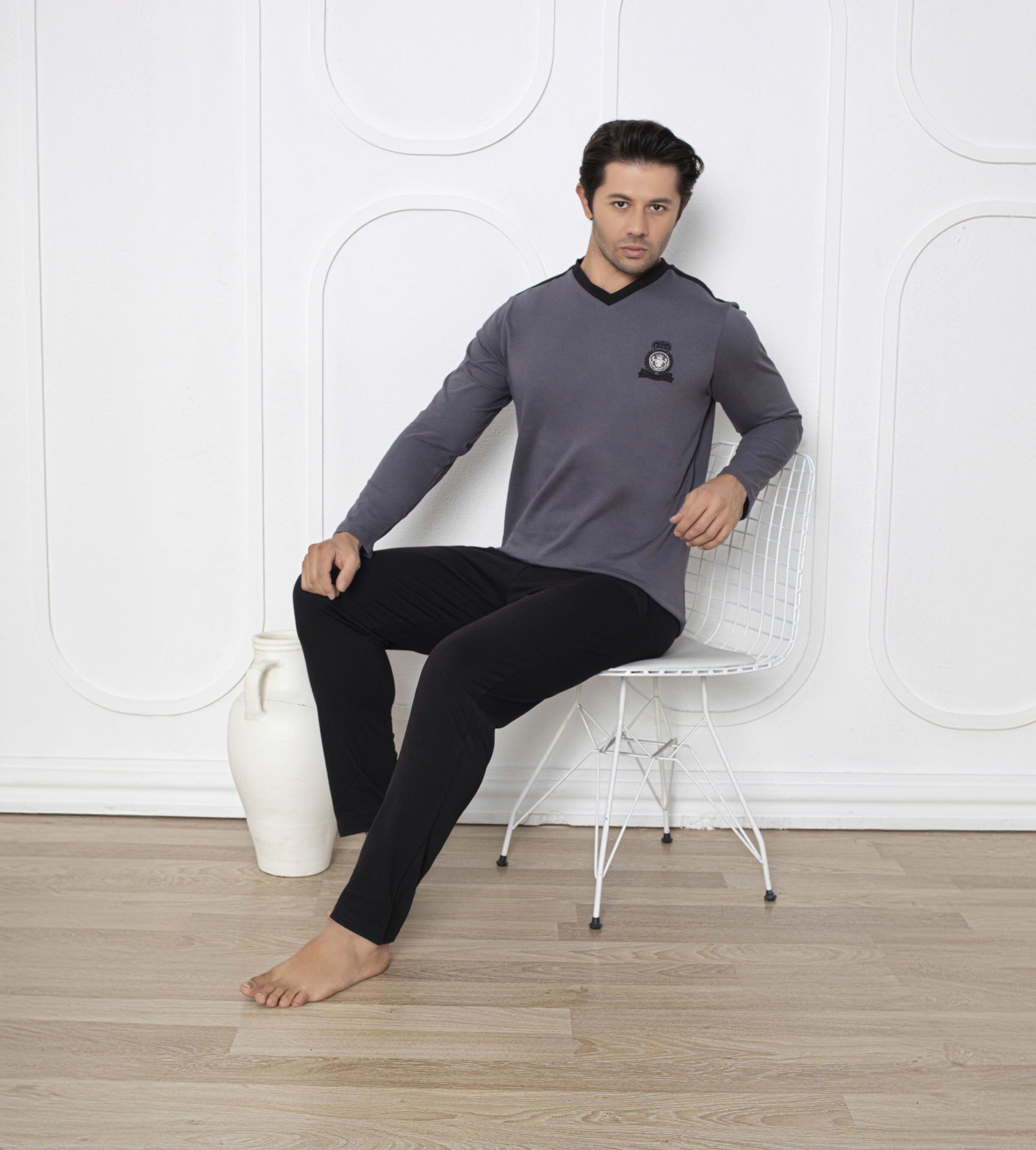 Tekten 6310 Erkek Uzun Kollu Pijama Takım 4'lü