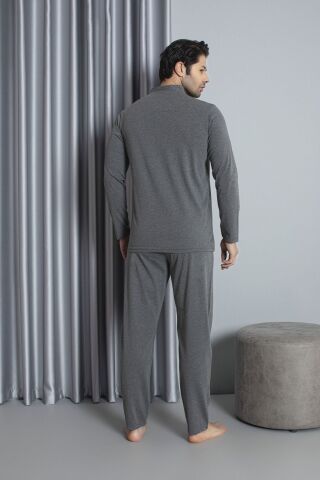 Tekten 5810 Erkek Uzun Kollu Boydan Düğmeli Pijama Takım 4'lü