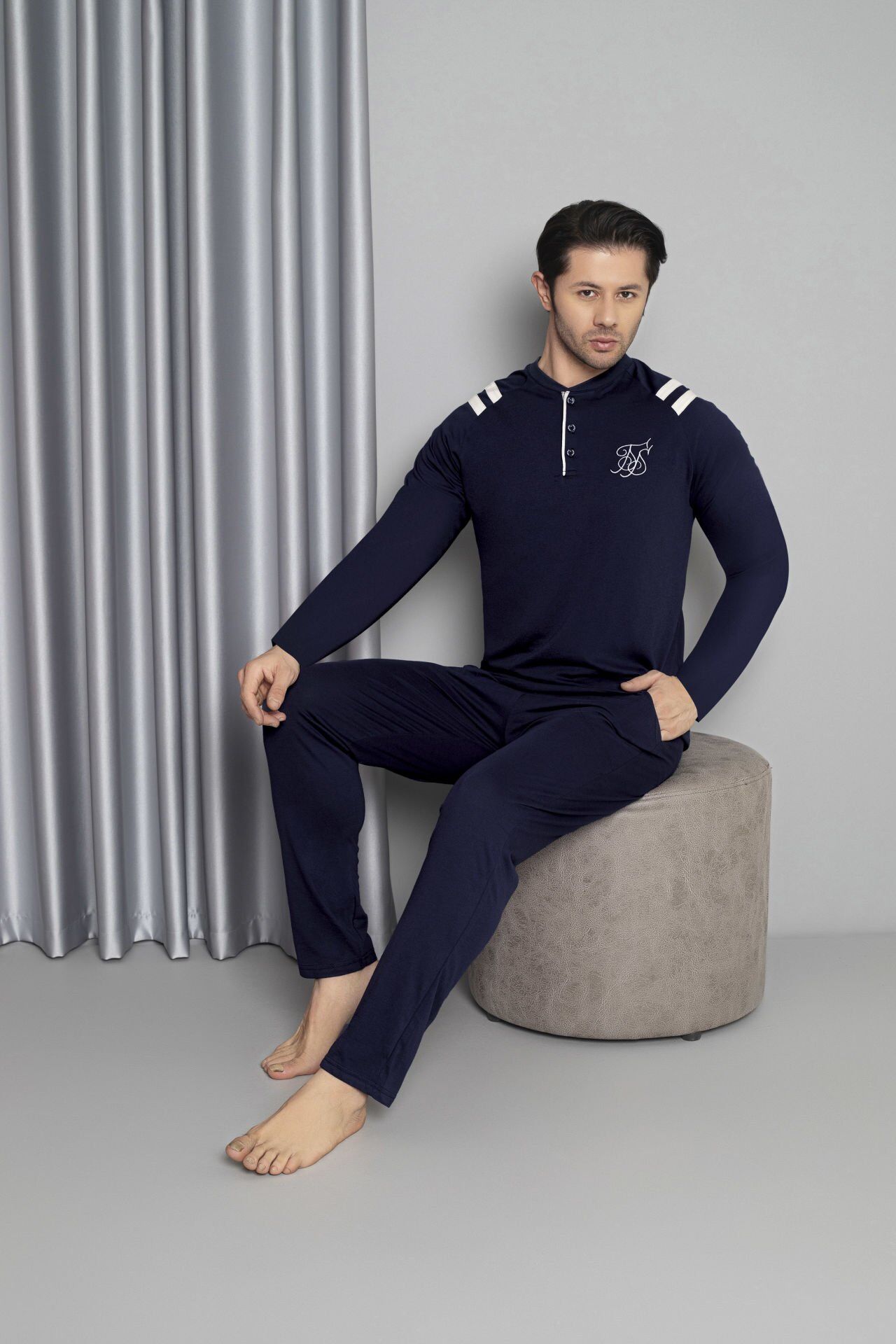 Tekten 5840 Erkek Uzun Kollu Pijama Takım 4'lü