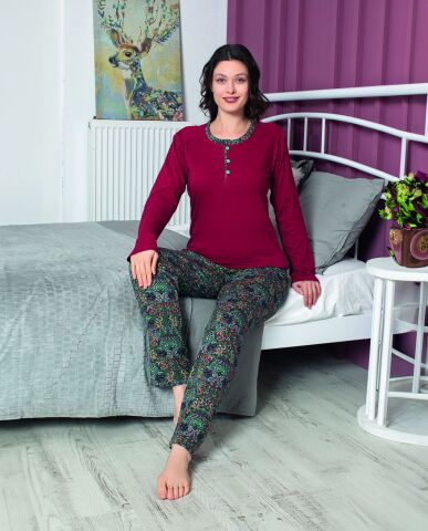 Tekten 5260 Bayan Uzun Kollu Pijama Takım 4'lü