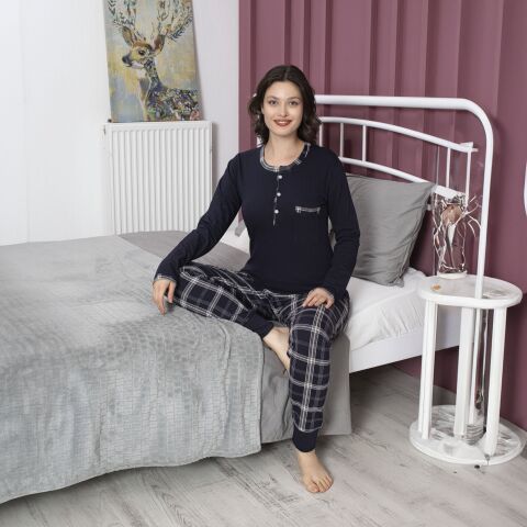 Tekten 5220 Bayan Uzun Kollu Pijama Takım 4'lü