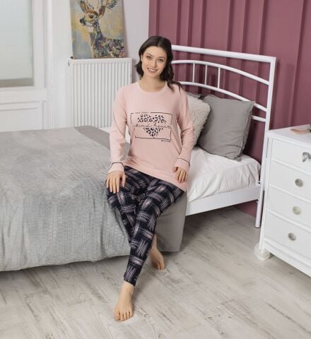 Tekten 5120 Raporlu Bayan Uzun Kollu Pijama Takım 4'lü