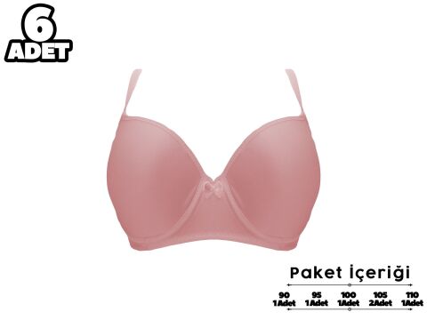 Liza 2120 Pudra C Cup Balenli Desteksiz Bayan Sütyen 6'lı