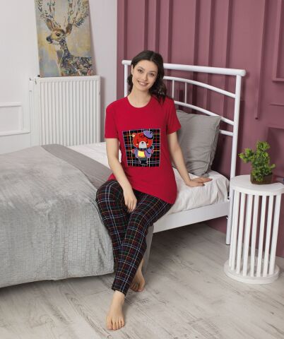 Tekten 4700 Raporlu Bayan Kısa Kollu Pijama Takım 4'lü