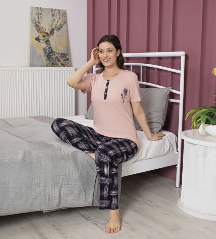 Tekten 4730 Raporlu Bayan Kısa Kollu Pijama Takım 4'lü