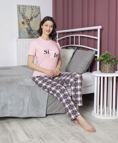 Tekten 4890 Bayan Kısa Kollu Pijama Takım 4'lü