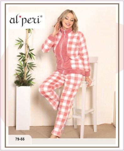 Alperi 79-55 Polar Bayan Uzun Kollu Pijama Takımı 4'lü
