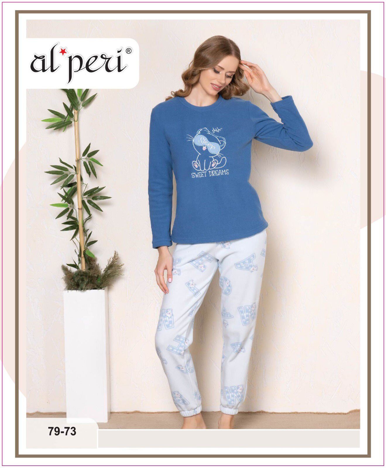 Alperi 79-73 Velsoft Bayan Uzun Kollu Pijama Takımı 4'lü
