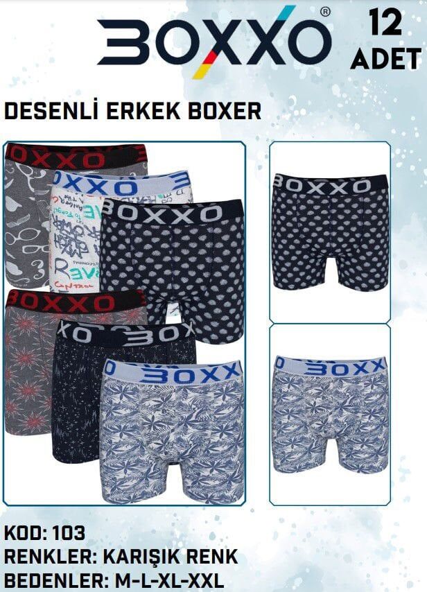 Boxxo 103 Desenli Erkek Boxer 12'li