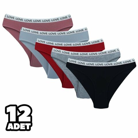 Dondeza 158 Beli Yazılı Düz Bayan Bikini 12'li