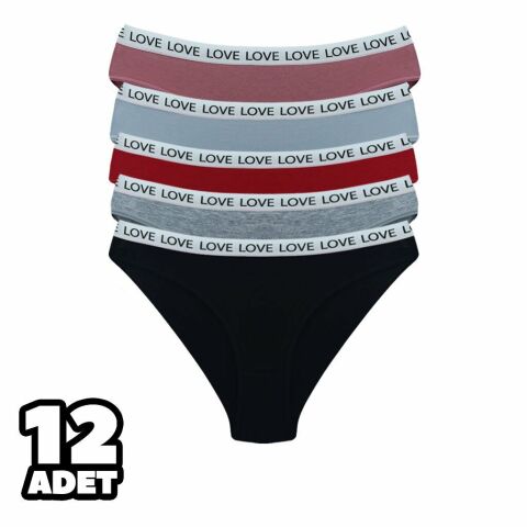 Dondeza 158 Beli Yazılı Düz Bayan Bikini 12'li