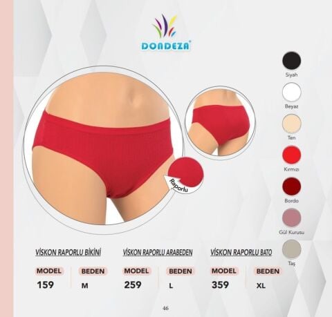 Dondeza 159 Viskon Fitilli Raporlu Bayan Bikini 12'li