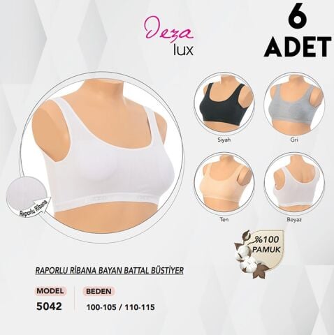 Dondeza 5042 Raporlu Kalın Askılı Pedli Battal Bayan Bustiyer 6'lı