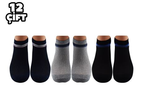 İbrahim Berk 11-40 Erkek Likralı Patik Çorap 12'li
