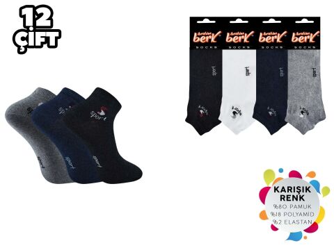 İbrahim Berk 11-43 Erkek Likralı Patik Çorap 12'li