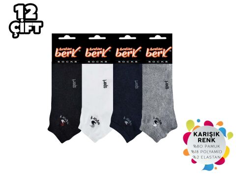 İbrahim Berk 11-43 Erkek Likralı Patik Çorap 12'li