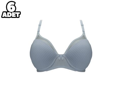 Liza 2250 Beyaz Balenli Desteksiz Yarım Kulaklı Sütyen 6'lı