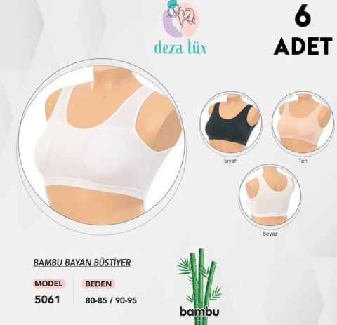 Dondeza 5061 Kalın Askılı Bayan Bambu Bustiyer 6'lı