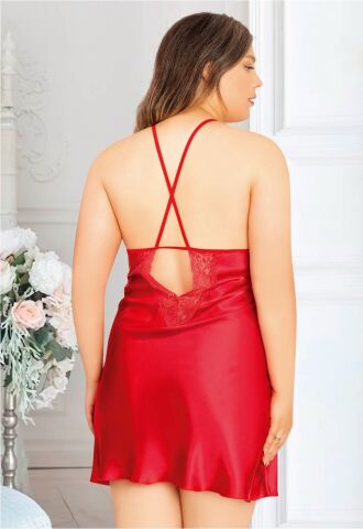 Miss Laris 4026 Battal Beden Bayan Saten Gecelik