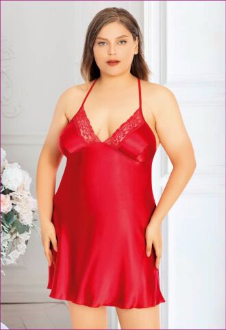 Miss Laris 4026 Battal Beden Bayan Saten Gecelik