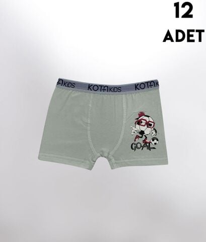 Kota 1005 Baskılı Erkek Çocuk Boxer 12'li