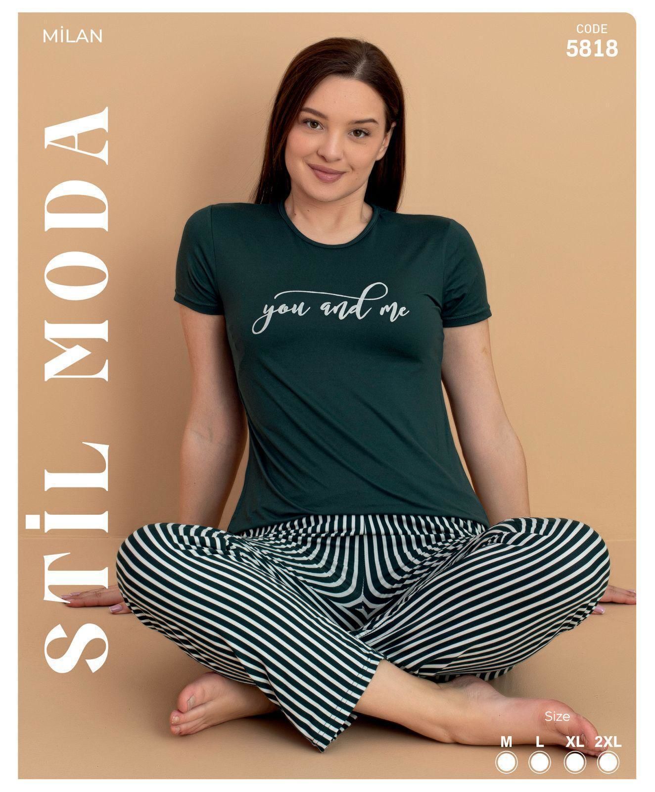 Stil Moda 5818 Milan Bayan Kısa Kol Pijama Takım 4'lü