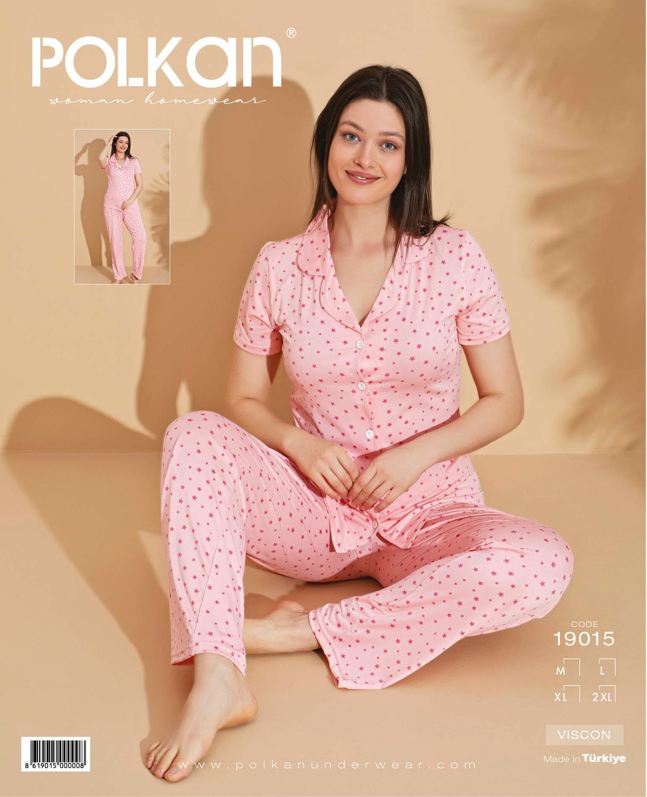 Polkan 19015 Bayan Ring Viskon Kısa Kollu Bayan Pijama Takım Paket İçi 4'lü