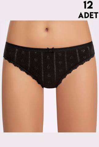 İlke 273 Jakarlı Dantelli Bayan Bikini12'li (M-L-XL)