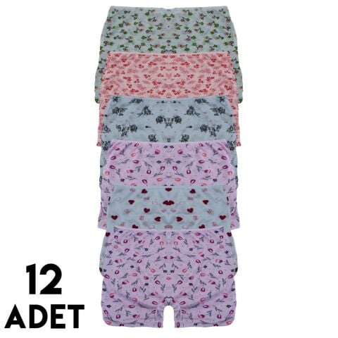 Menbox 4102 Desenli Kız Çocuk Boxer 12'li