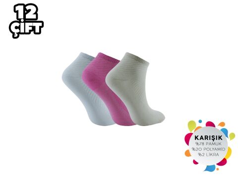Berka 3-lü Desenli Pamuklu Kız Çocuk Patik 12'li