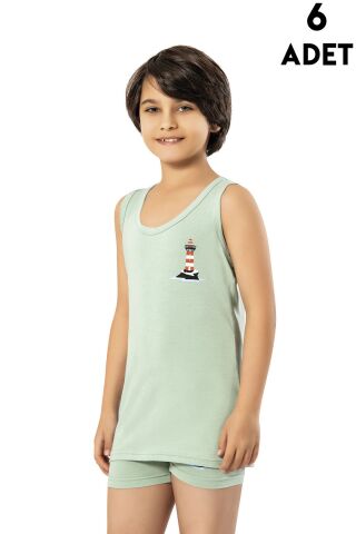 Kota 1028 Baskılı Erkek Çocuk Atlet 6'lı