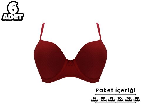 Liza 2090 C Cup Narçiçeği Jakarlı Bayan Desteksiz Sütyen 6'lı