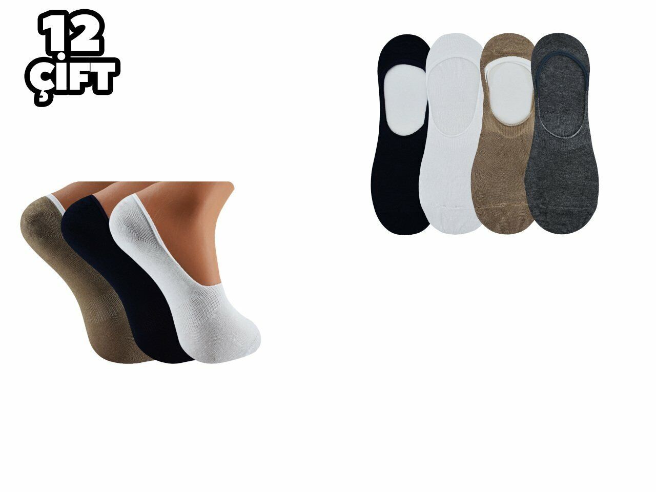 Staray 0579 (40-44 NO) Dikişsiz Silikonlu Erkek Bambu Babet 12'li