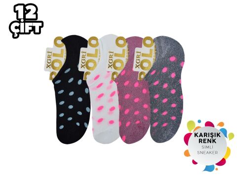 XGRİ POLO 37-1 Simli Bayan Penye Sneaker 12'li