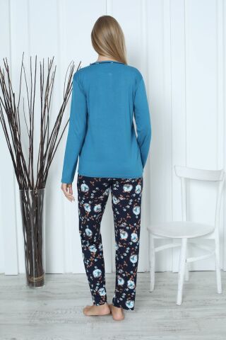 Kapitex 5976 Bayan Uzun Kol Pijama Takım 4'lü