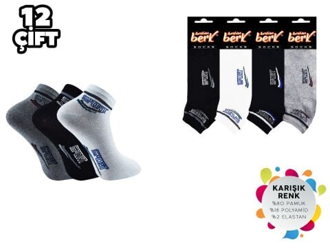 İbrahim Berk 11-22 Erkek Likralı Patik Çorap 12'li