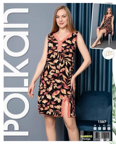 Polkan 1567 Bamboo Geniş Askılı Gecelik