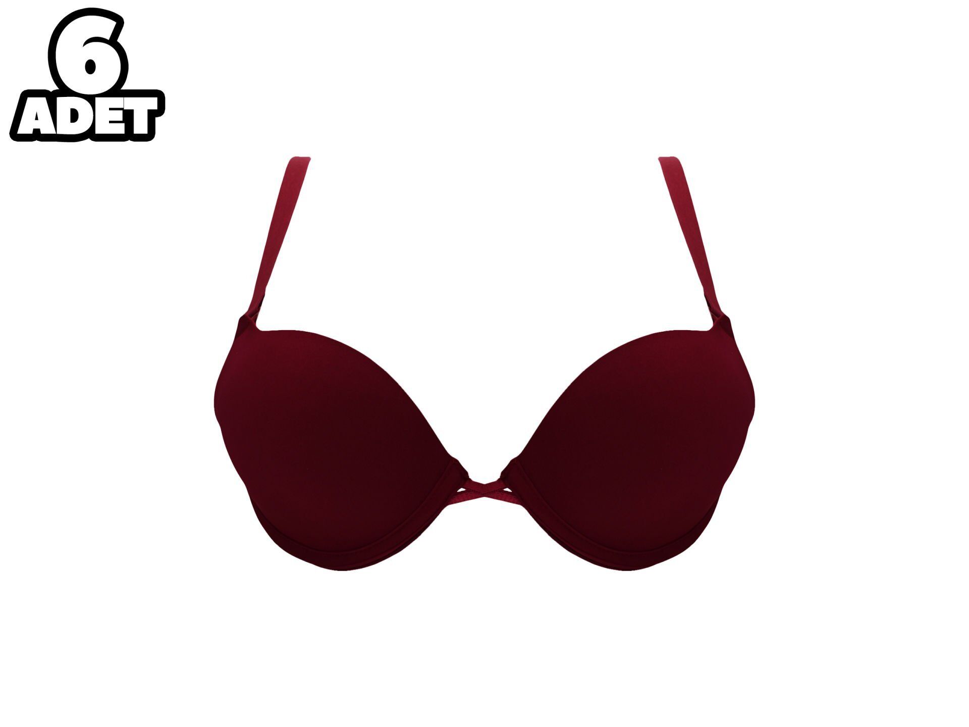 Cansoy 675-Vişne 2X Push Up Balenli Destekli Bayan Sütyen 6'lı