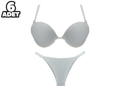 Cansoy 675-Vişne 2X Push Up Balenli Destekli Bayan Sütyen Takım 6'lı