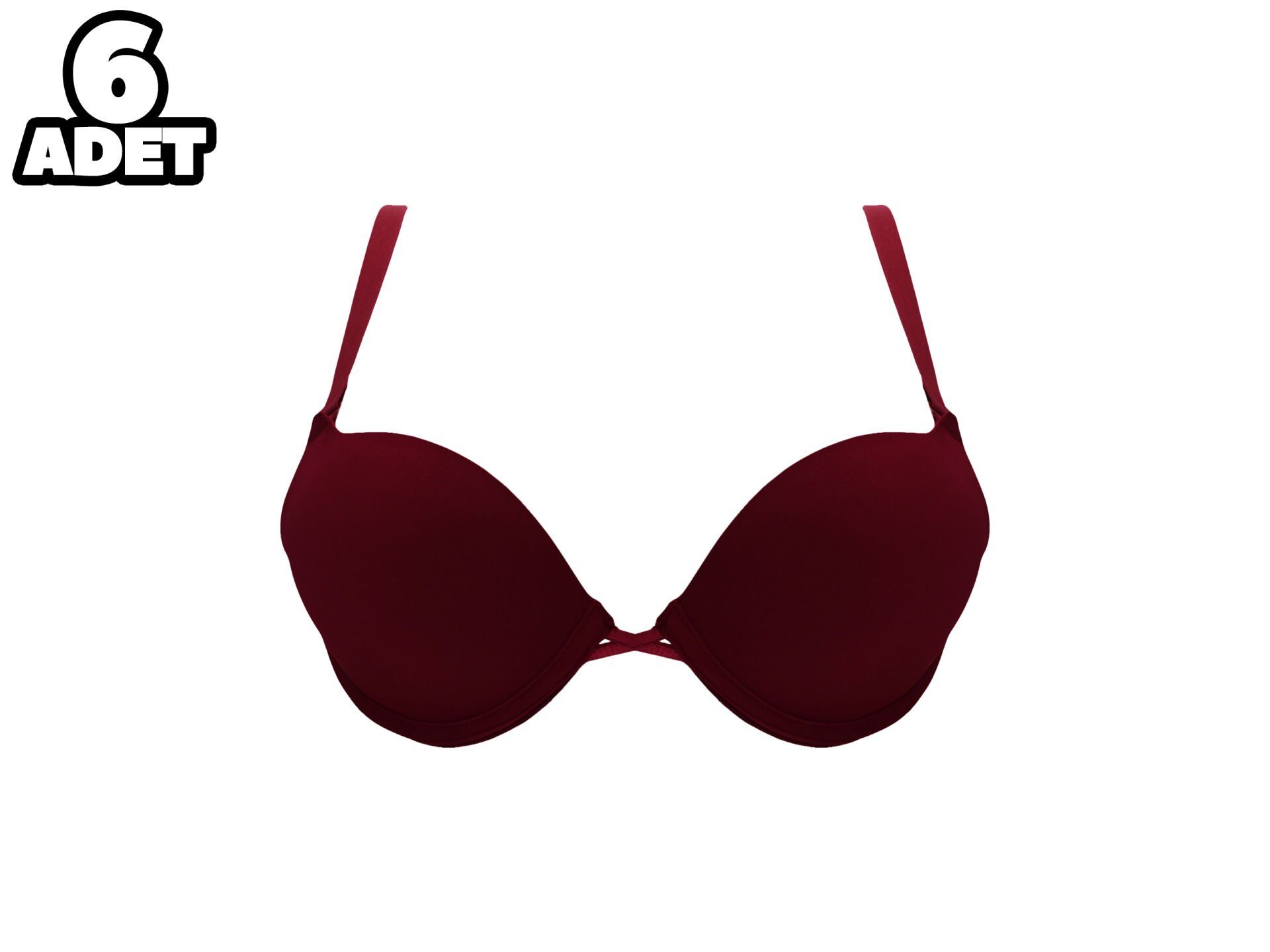 Cansoy 675-Vişne 2X Push Up Balenli Destekli Bayan Sütyen Takım 6'lı