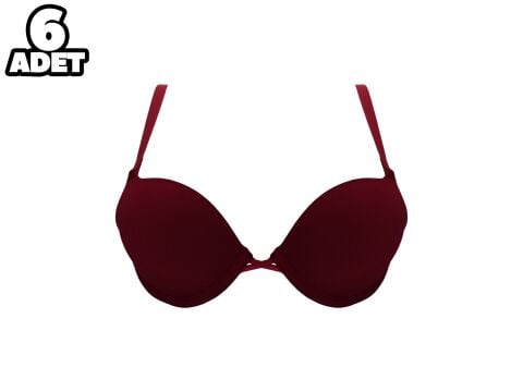 Cansoy 675-Vişne 2X Push Up Balenli Destekli Bayan Sütyen Takım 6'lı