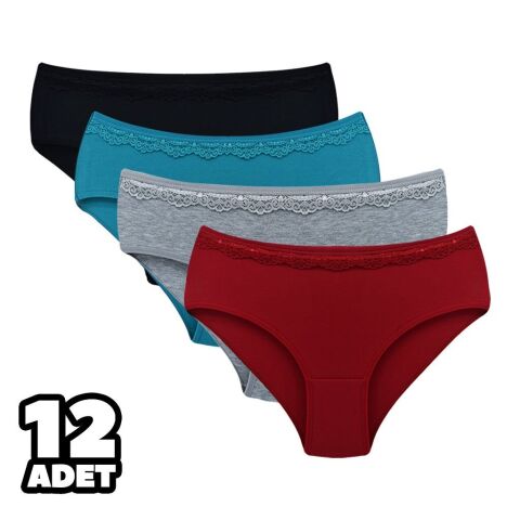 Dondeza 3035 Beli Sur Dantel XL Beden Bayan Külot 12'li