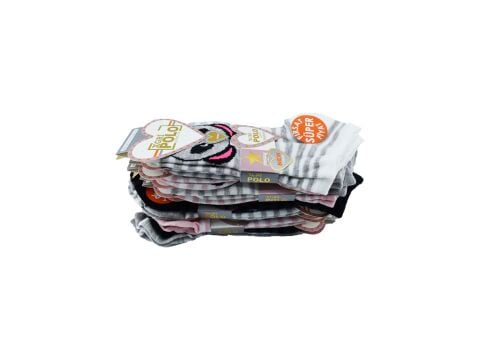 XGRİ POLO (B-E-7-6) 3'lü Bayan Penye Patik 12'li