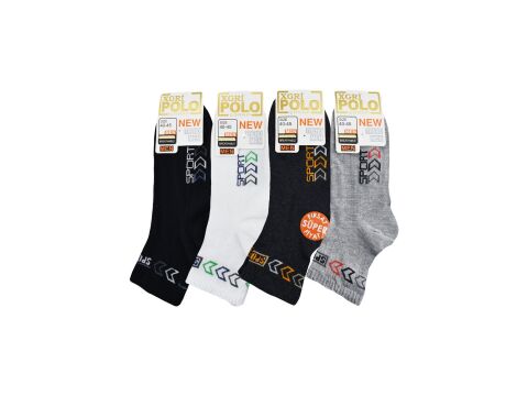 XGRİ POLO (E-E-7-1) Erkek Uzun Konç Patik 12'li