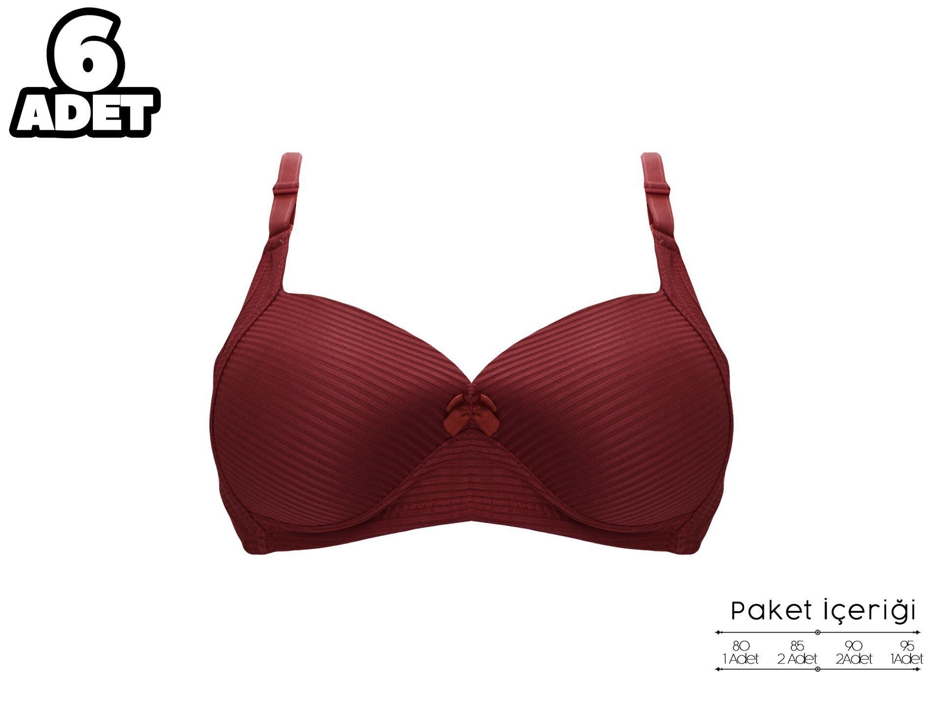 Liza 2150 Gül Kurusu Balensiz Jakarlı B Cup Desteksiz Bayan Sütyen 6'lı