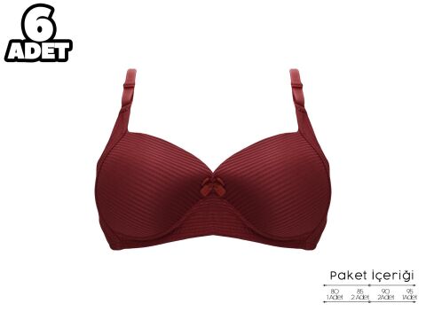 Liza 2150 Gül Kurusu Balensiz Jakarlı B Cup Desteksiz Bayan Sütyen 6'lı